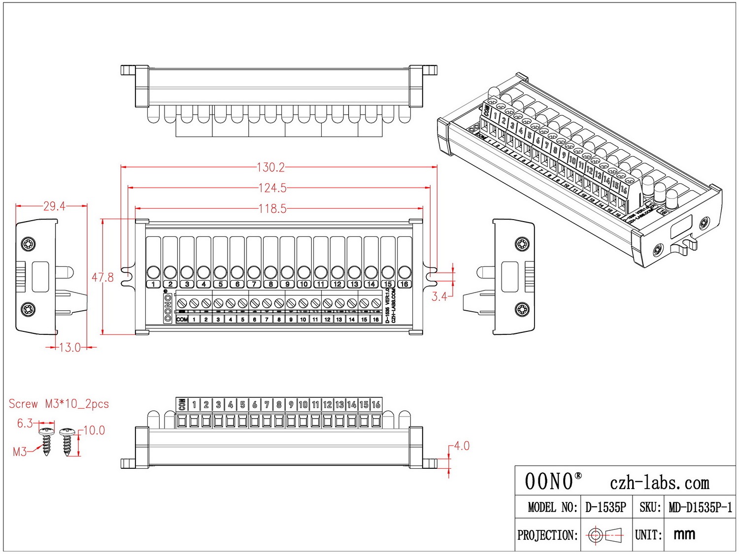 Screw Mount 16 Yellow LED Indicator Light Module, Support 5-50VDC Common Positive and Negative