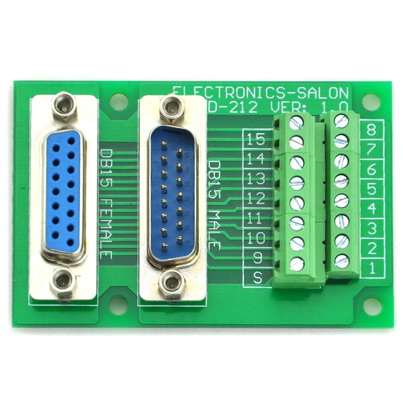 ELECTRONICS-SALON D-SUB DB15 Male/Female Header Breakout Board, DSUB.