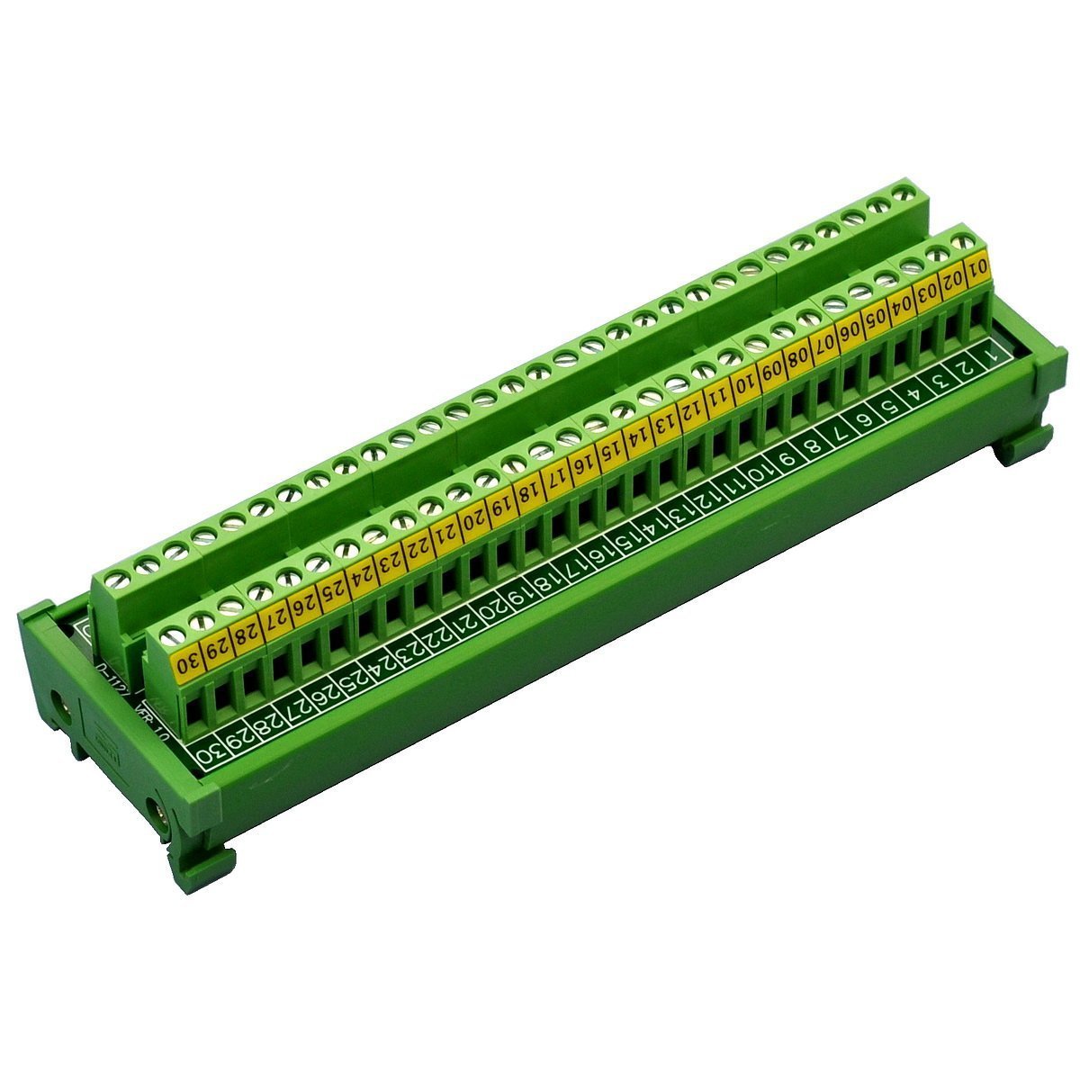 CZH-LABS DIN Rail Mount 24A/400V 30 Position Screw Terminal Block Distribution Module.