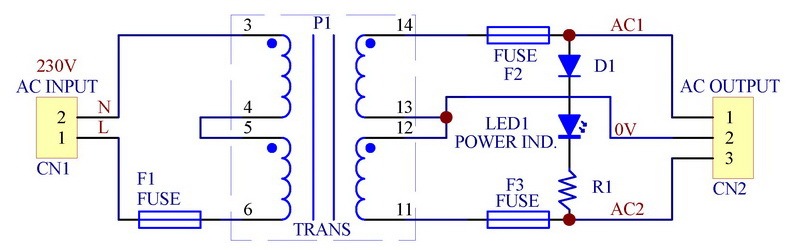 CZH P 230VAC, S 2x 15VAC, 25VA DIN Rail Mount Toroidal Power Transformer Module.