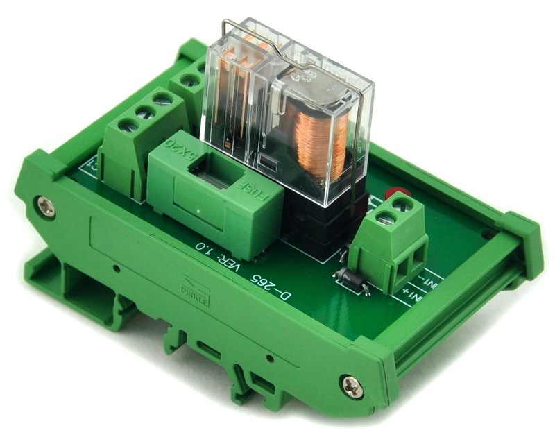 ELECTRONICS-SALON DIN Rail Mount Fused DPDT 5A Power Relay Interface Module, G2R-2 5V DC Relay.