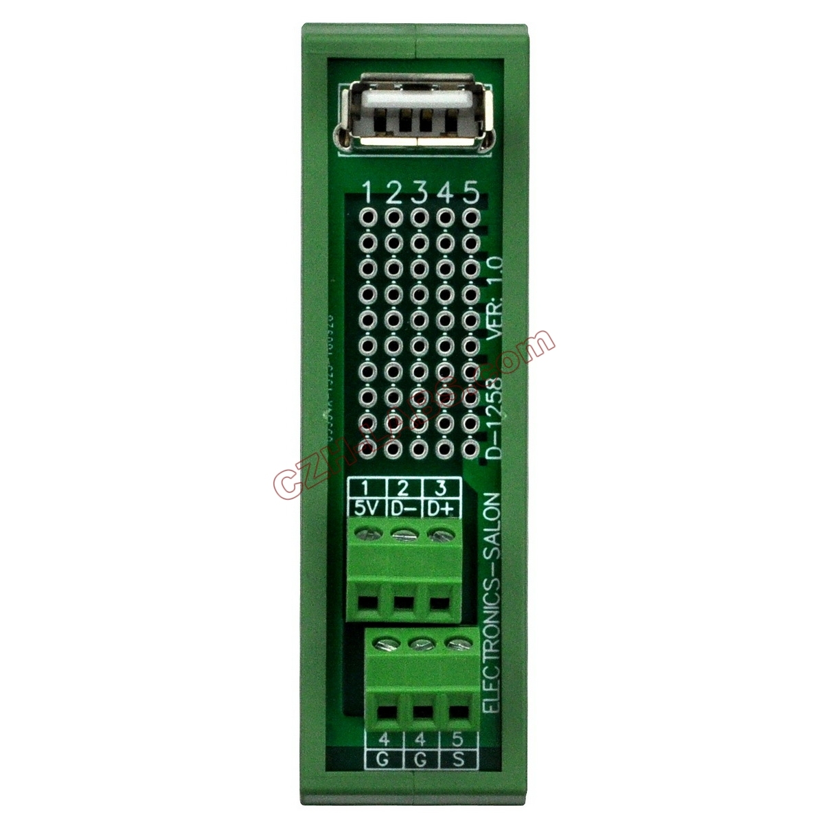 Slim DIN Rail Mount USB Type A Female Vertical Jack Breakout Board Interface Module.