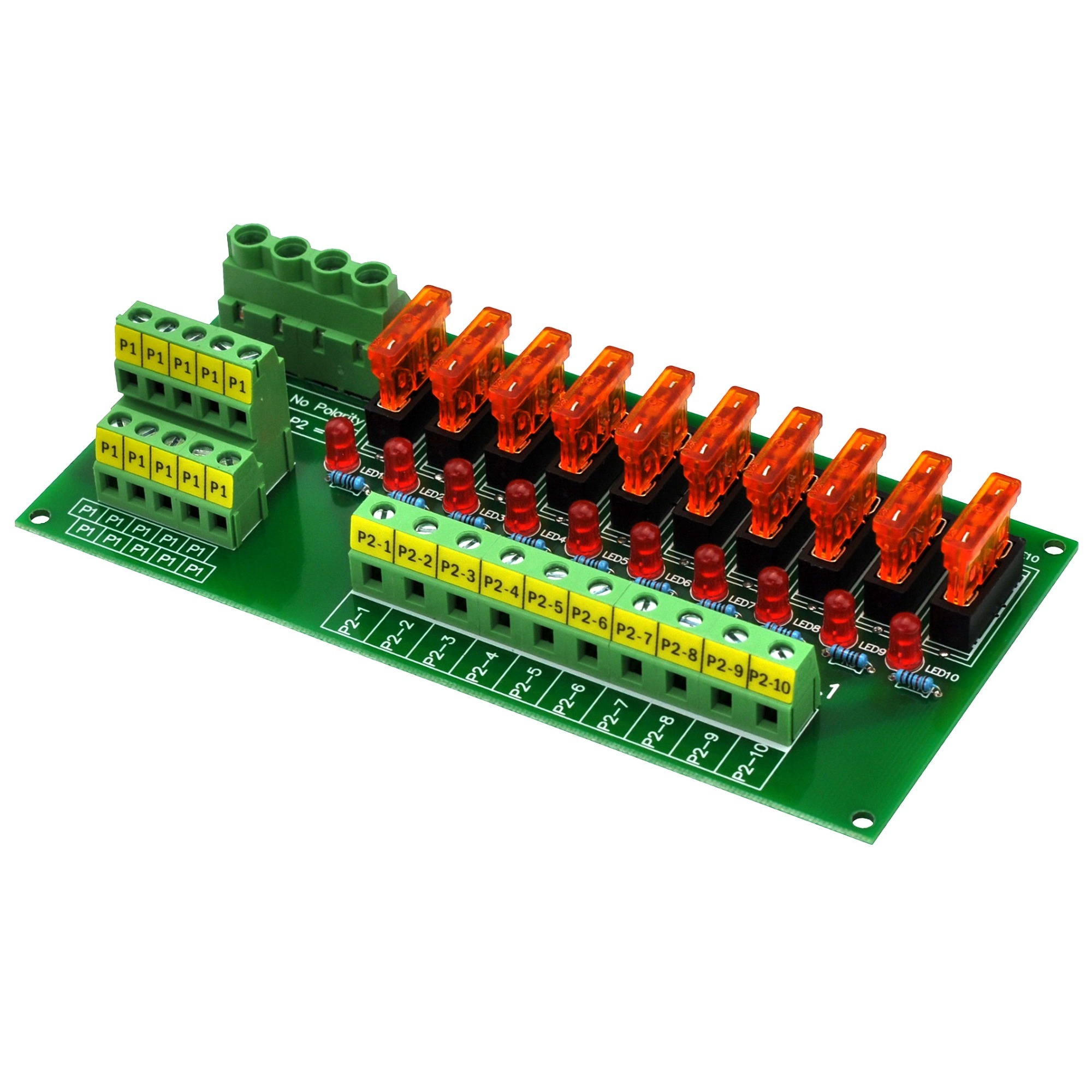 CZH-LABS AC/DC 5~32V Panel Mount 10 Position Power Distribution Fuse Module Board.