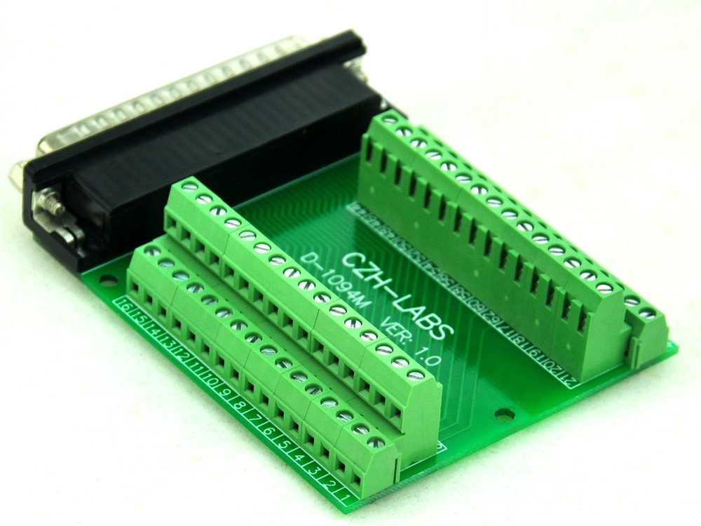 CZH-LABS Slim Right Angle D'SUB DB62HD Male Header Breakout Board Module, D-SUB.