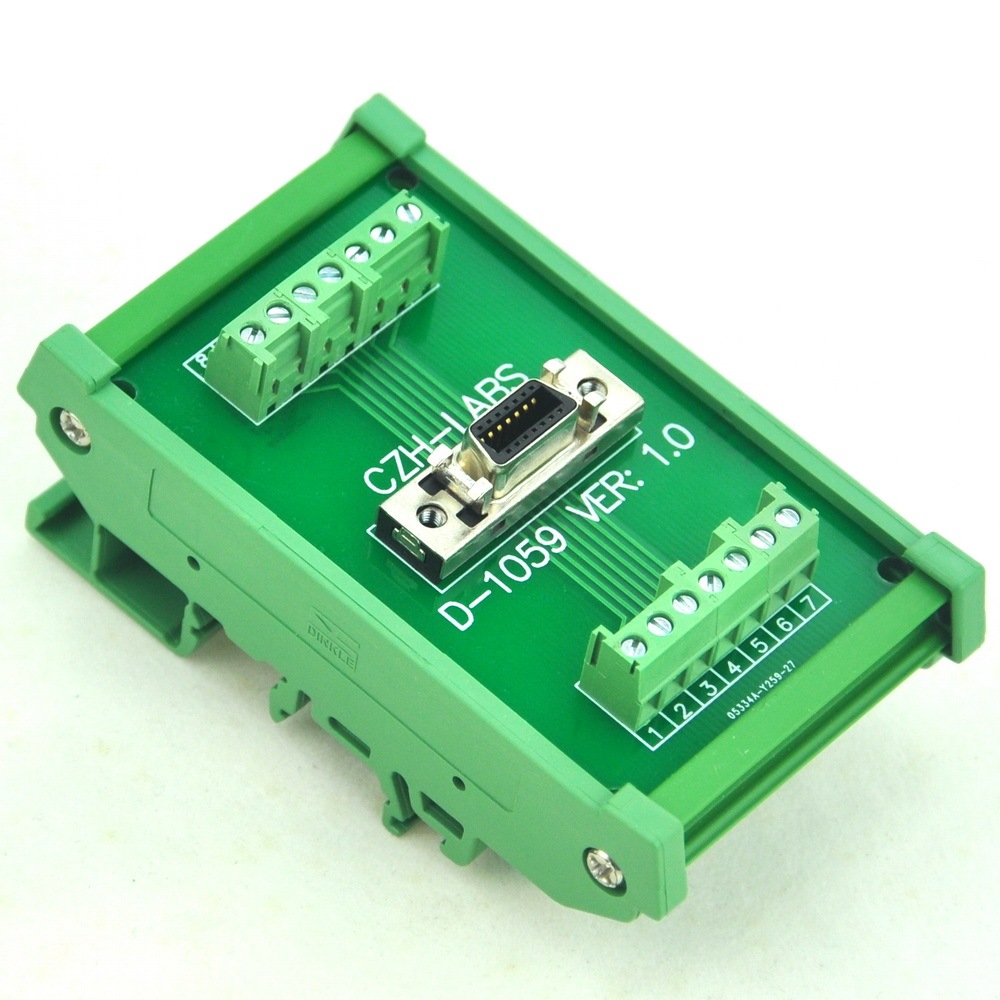 CZH-LABS DIN Rail Mount 14-pin 0.05" Mini D Ribbon/MDR Female Interface Module, SCSI.