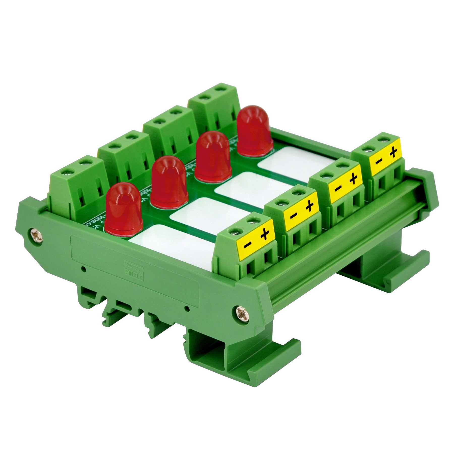 DIN Rail Mount DC 5-32V 4 Channel Red 10mm LED Indicator Light Module