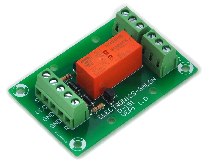 ELECTRONICS-SALON Bistable/Latching DPDT 8 Amp Power Relay Module, DC5V Coil, RT424F05
