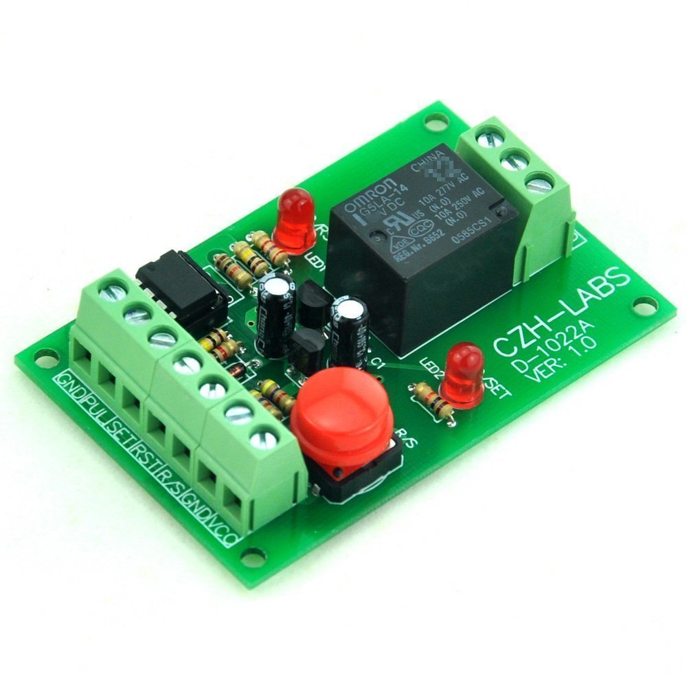 Panel Mount Momentary-Switch/Pulse-Signal Control Latching SPDT Relay Module,24V.