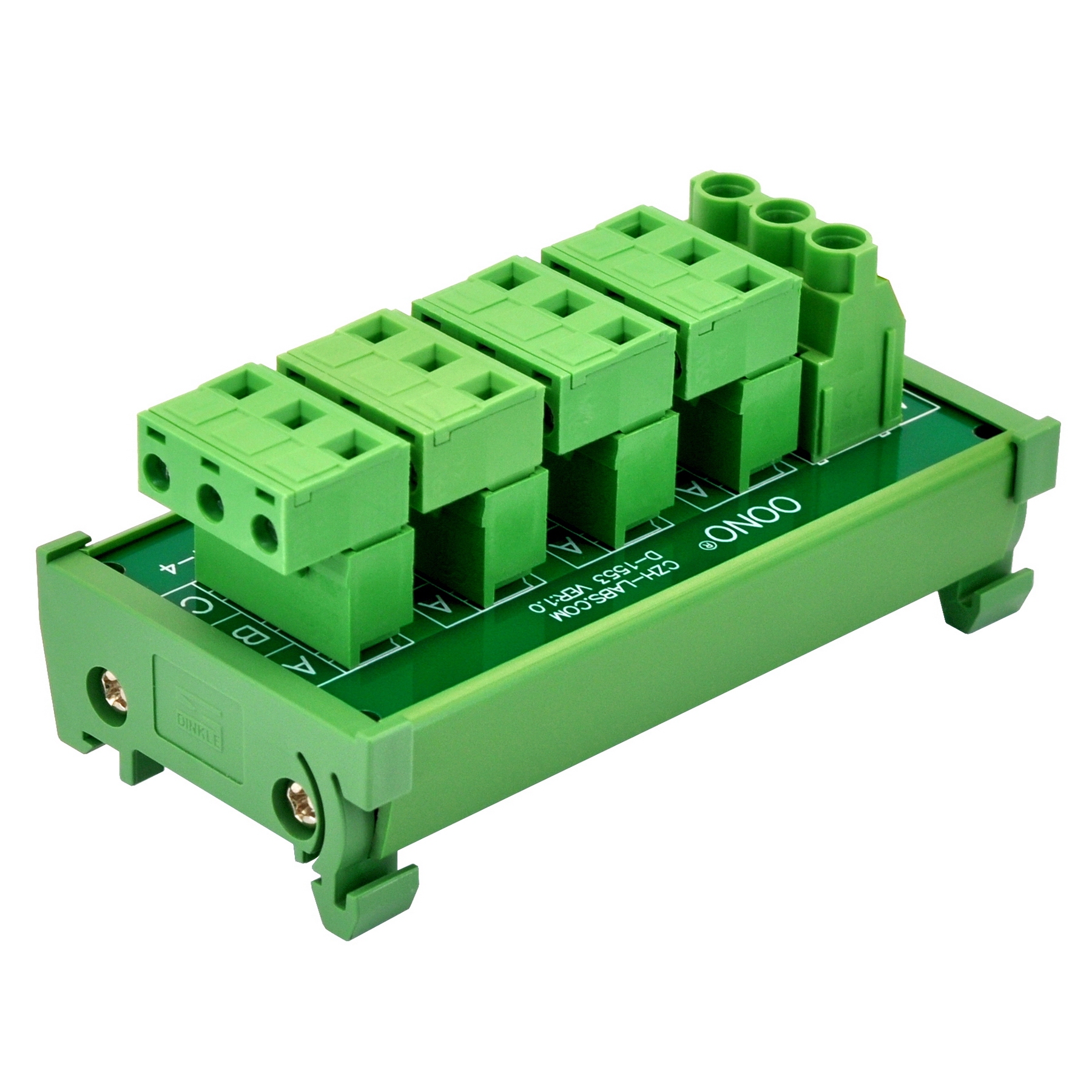 DIN Rail Mount 30A/300V 4x3 Position Pluggable Terminal Block Distribution Module, OONO D-1553T