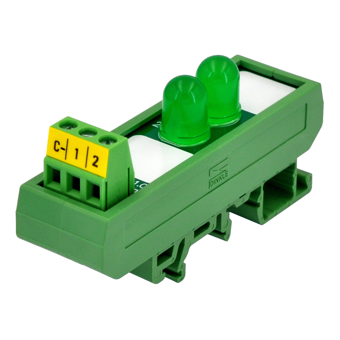 DIN Rail Mount DC 5-32V Common Negative 2 Green 10mm LED Indicator Light Module