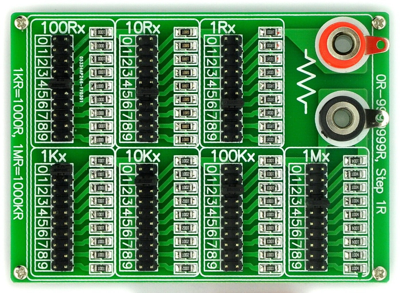ELECTRONICS-SALON 1R - 9999999R Seven Decade Programmable Resistor Board, Step 1R, 1%, 1/4W.