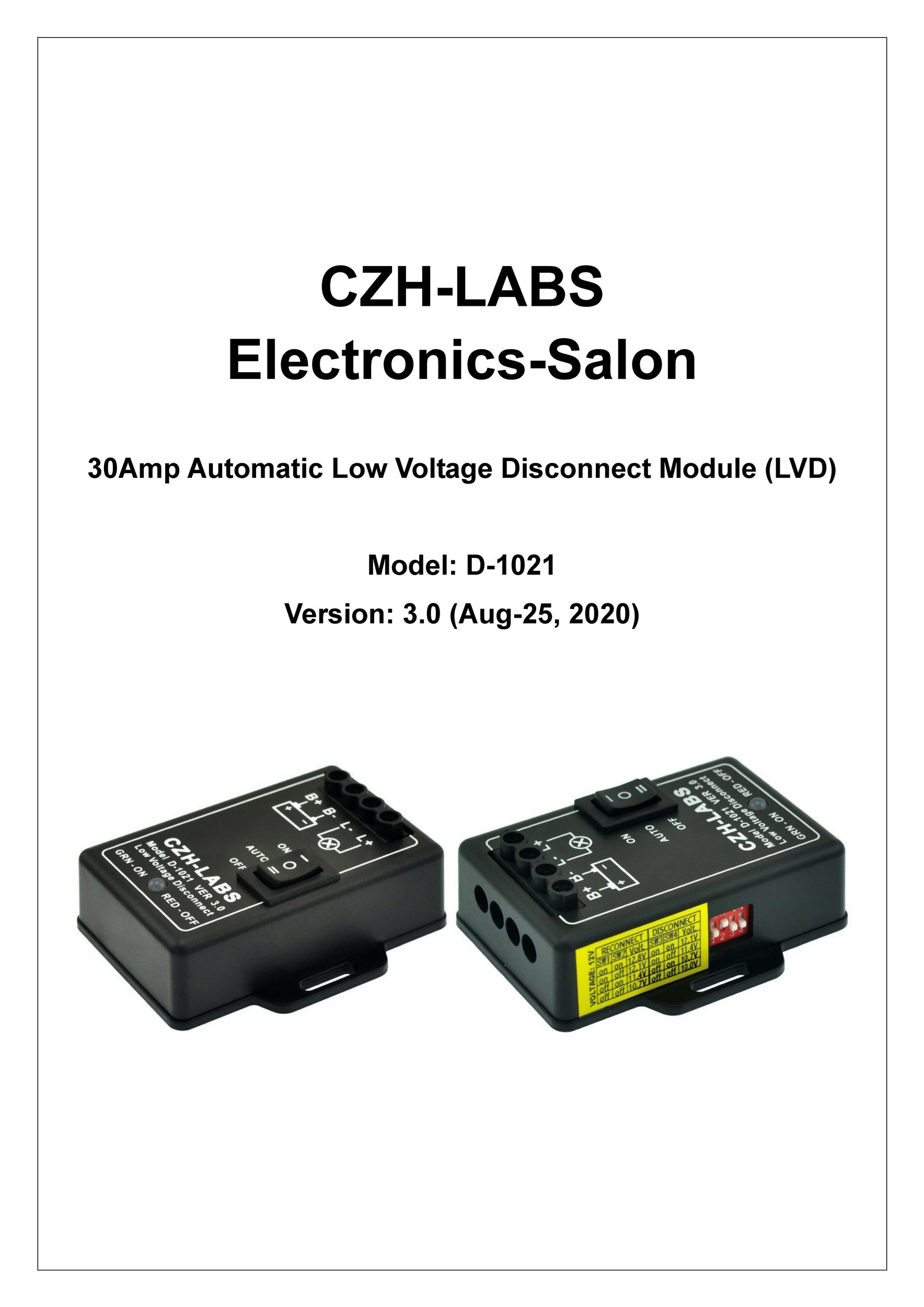 CZH-LABS Low Voltage Disconnect Module LVD, 18V 30A, Protect/Prolong Battery Life.