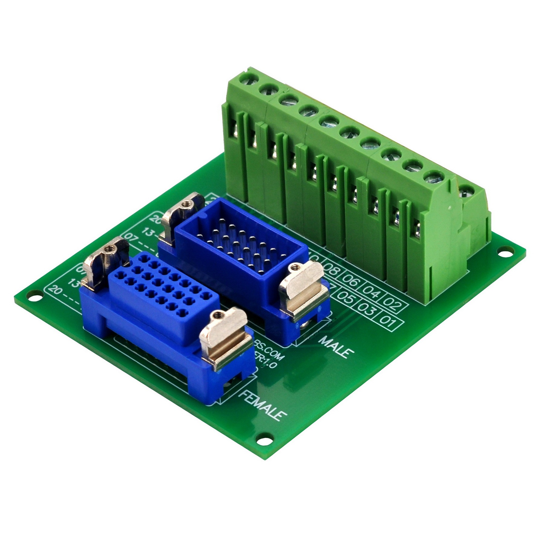 MR20 Male-Female Breakout Board Terminal Block Interface Module, MR-20RMD2 MR-20RFD2