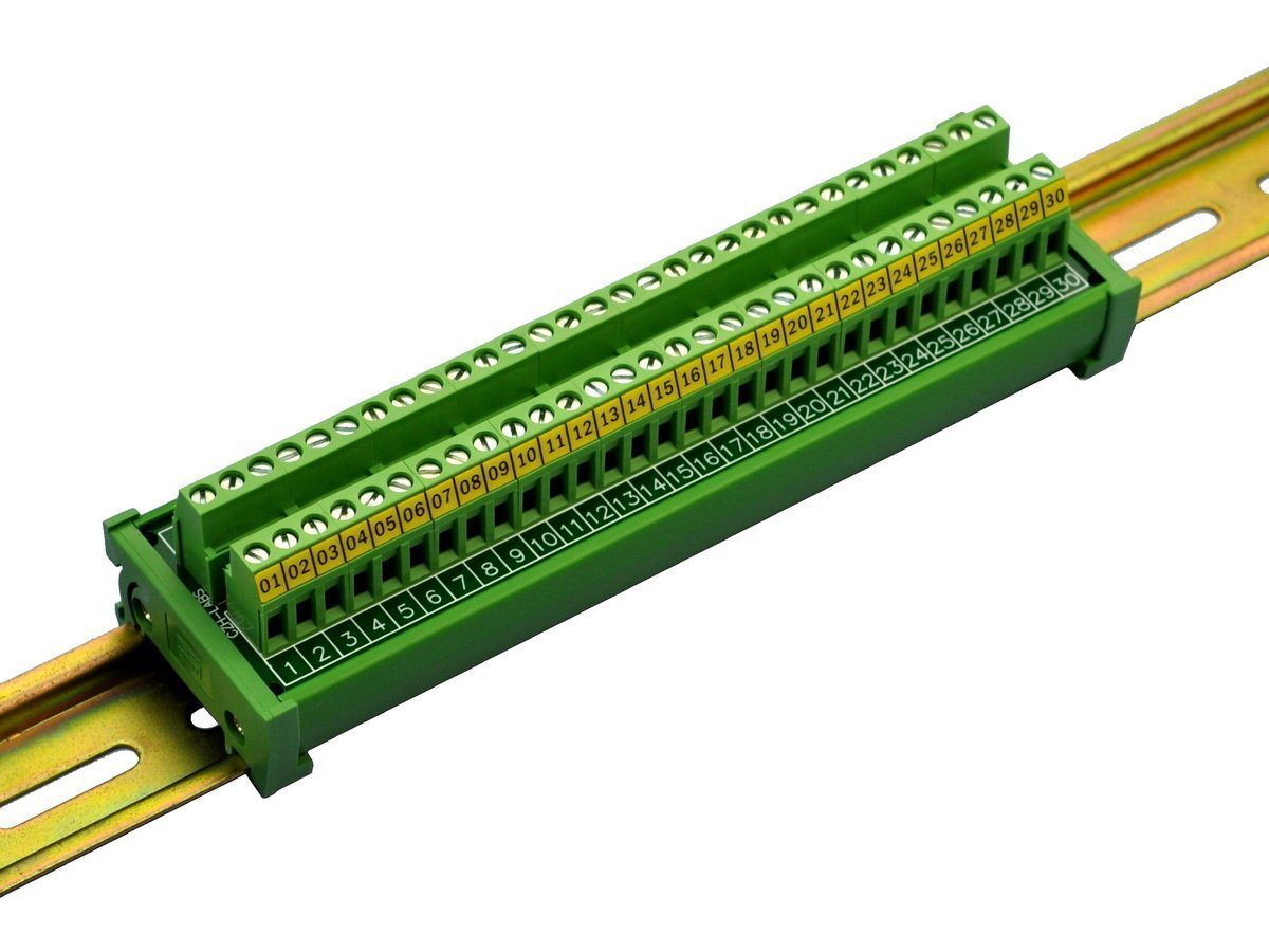 CZH-LABS DIN Rail Mount 24A/400V 30 Position Screw Terminal Block Distribution Module.