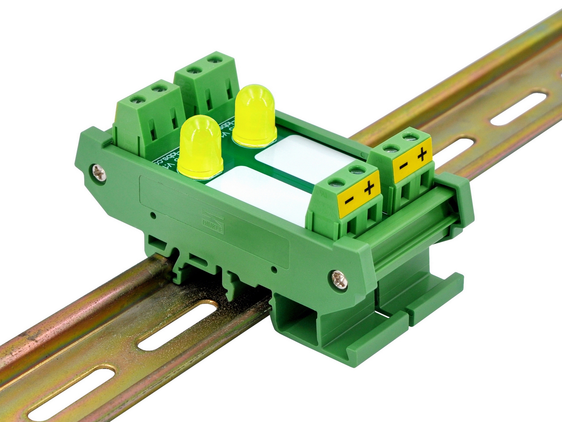 DIN Rail Mount DC 5-32V 2 Channel Yellow 10mm LED Indicator Light Module