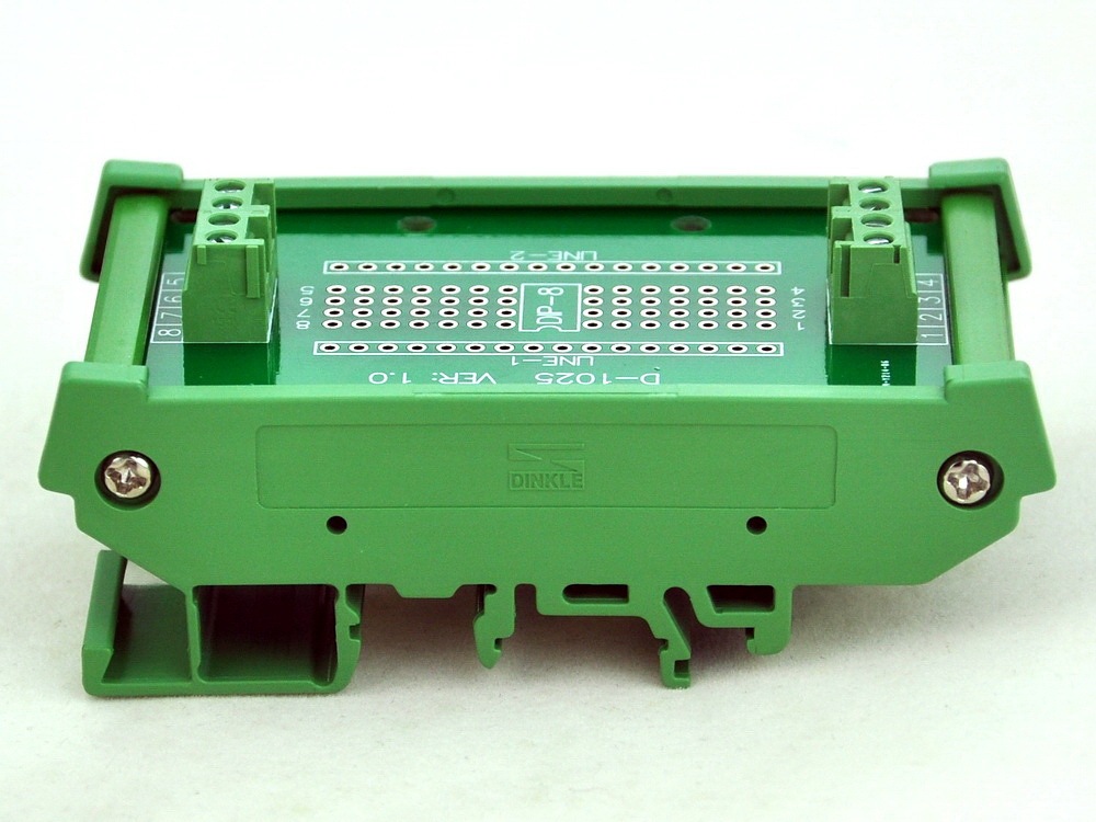 DIP-16 Component to Screw Terminal Adapter Board, w/HQ DIN Rail Mount Carrier.