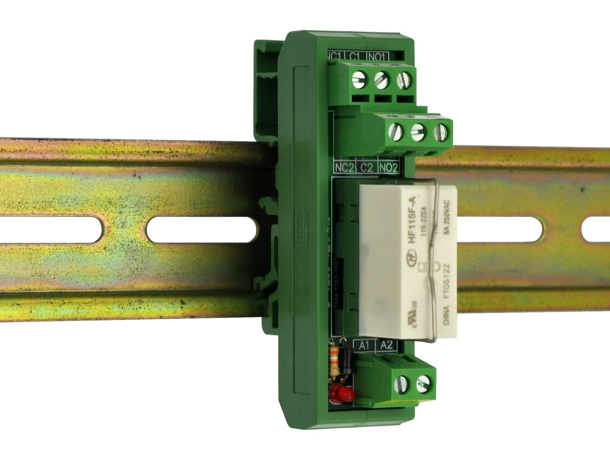 ELECTRONICS-SALON AC 115V Slim DIN Rail Mount 8Amp DPDT Power Relay Interface Module,  115VAC.