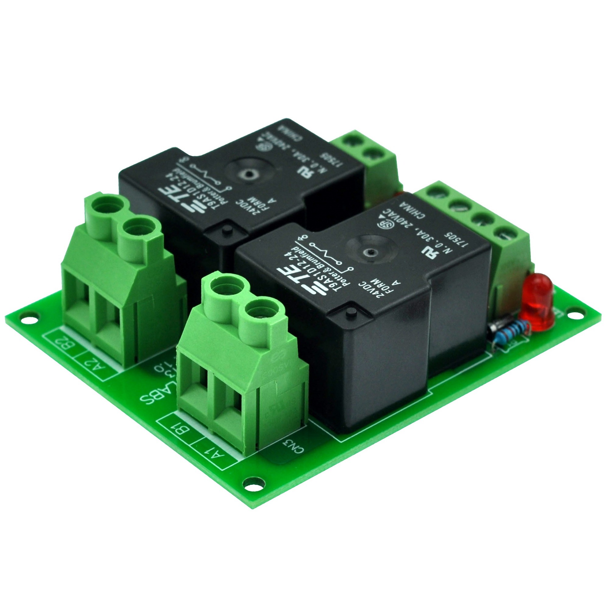 CZH-Labs 24V Passive 2 SPST-NO 30Amp Power Relay Module Board.