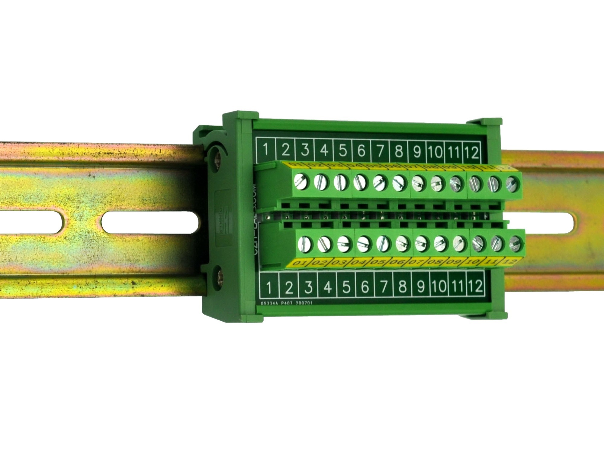 DIN Rail Mount 24A/400V 12 Position Screw Terminal Block Distribution Module