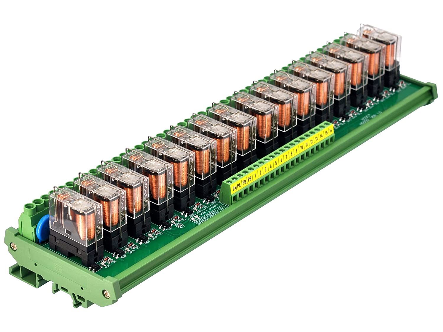 AC/DC 24V Coil 16-SPDT Pluggable Power Relay Module, 16A 250VAC/30VDC
