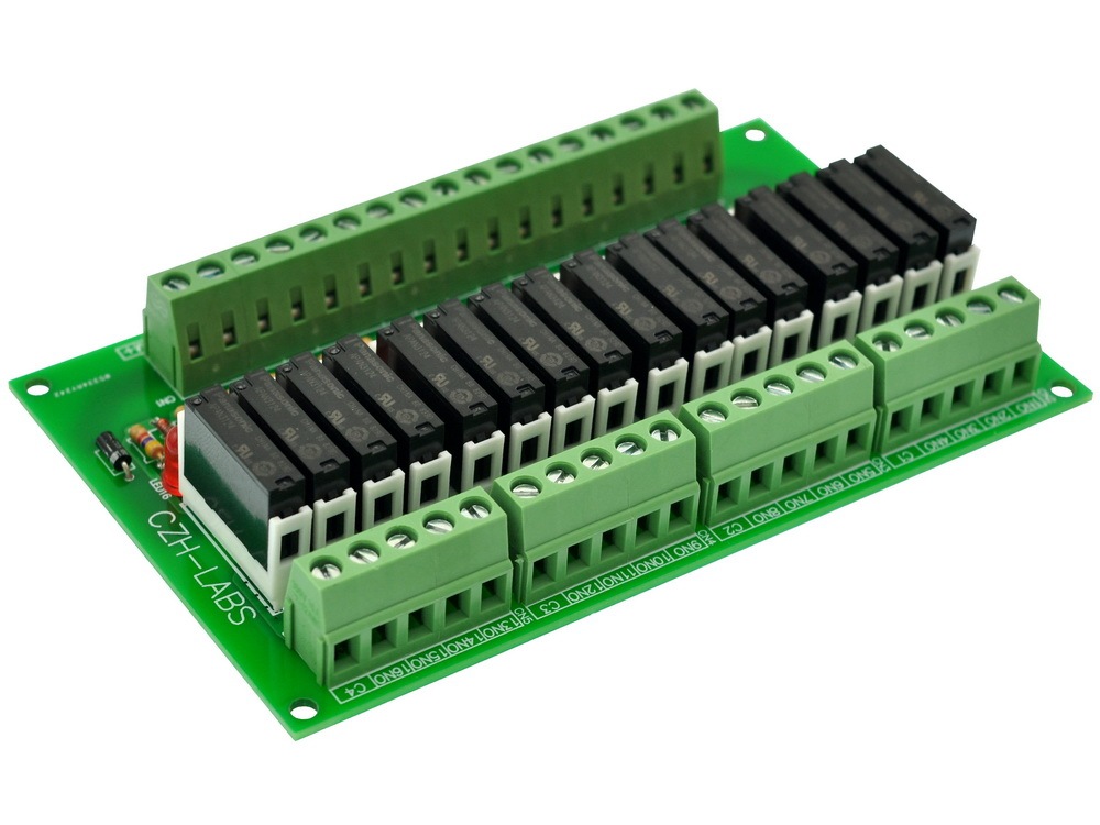 CZH-LABS Slim Panel Mount DC24V Sink/NPN 16 SPST-NO 5A Power Relay Module, APAN3124