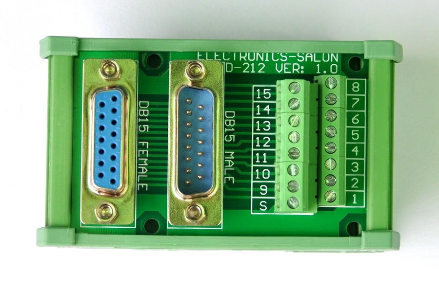 ELECTRONICS-SALON DIN Rail Mount D-SUB DB15 Male/Female Header Interface Module, DSUB Breakout Board.