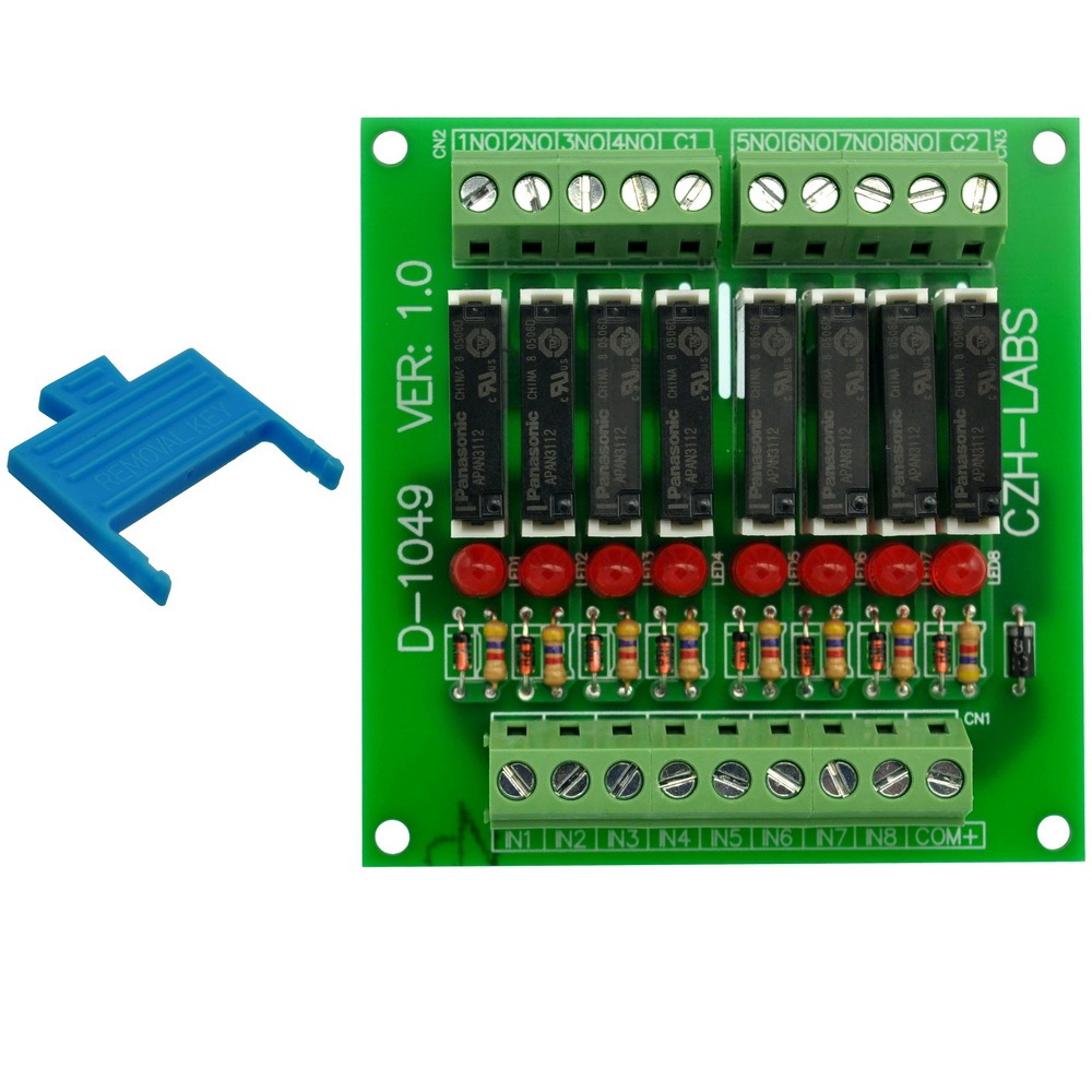 CZH-LABS Slim Panel Mount DC12V Sink/NPN 8 SPST-NO 5A Power Relay Module, APAN3112