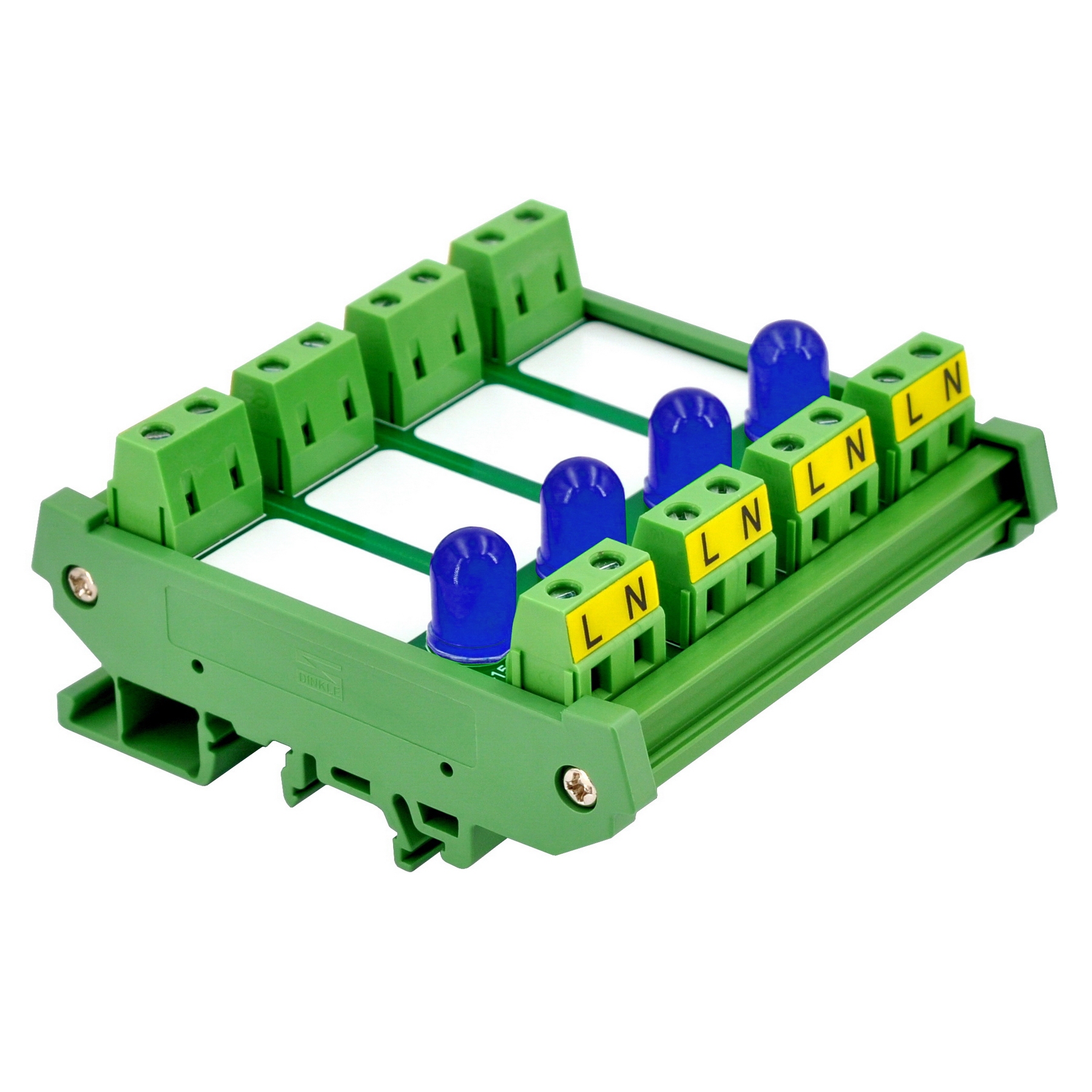DIN Rail Mount AC 60-280V 4 Channel Blue 10mm LED Indicator Light Module