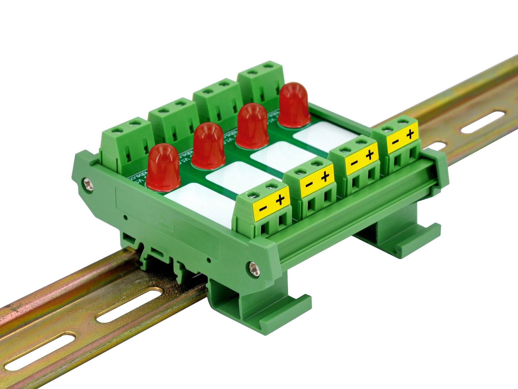 DIN Rail Mount DC 5-32V 4 Channel Red 10mm LED Indicator Light Module