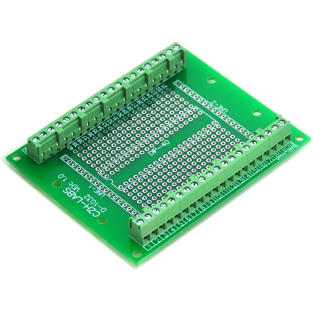 DIP-40 Component to Screw Terminal Block Adapter Board, DIP40 PCB.