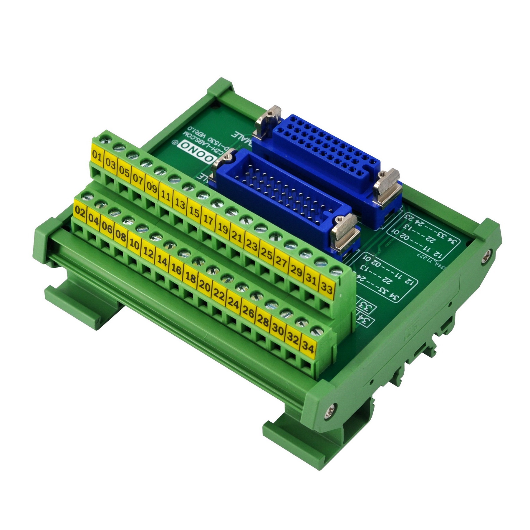 DIN Rail Mount MR34 Male-Female Breakout Board Terminal Block Interface Module, MR-34RMD2 MR-34RFD2