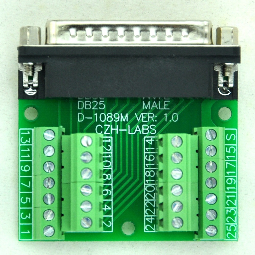 CZH-LABS Slim Right Angle D'SUB DB25 Male Header Breakout Board Module, D-SUB.