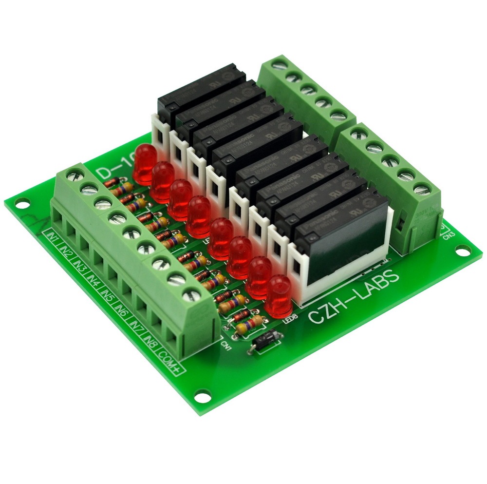 CZH-LABS Slim Panel Mount DC24V Sink/NPN 8 SPST-NO 5A Power Relay Module, APAN3124