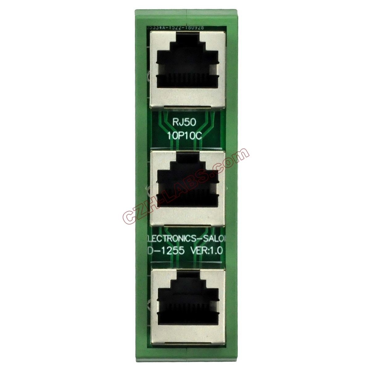 Slim DIN Rail Mount RJ50 10P10C 3 Jacks Splitter Buss Board Interface Module.