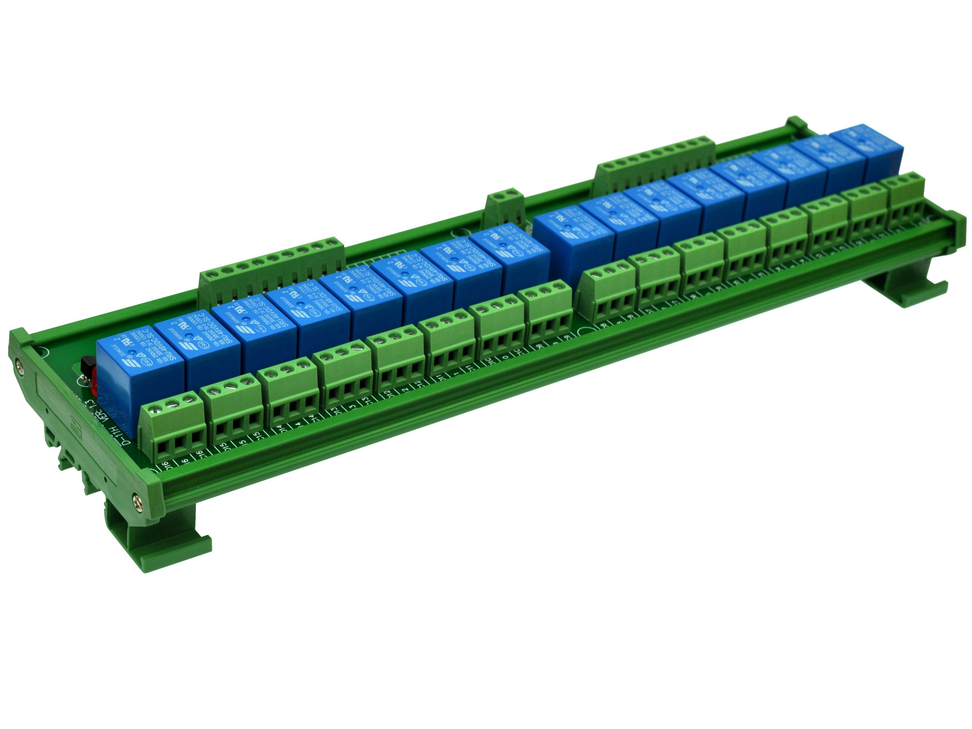 ELECTRONICS-SALON DIN Rail Mount 16 SPDT Power Relay Interface Module, 10A Relay, 48V Coil.
