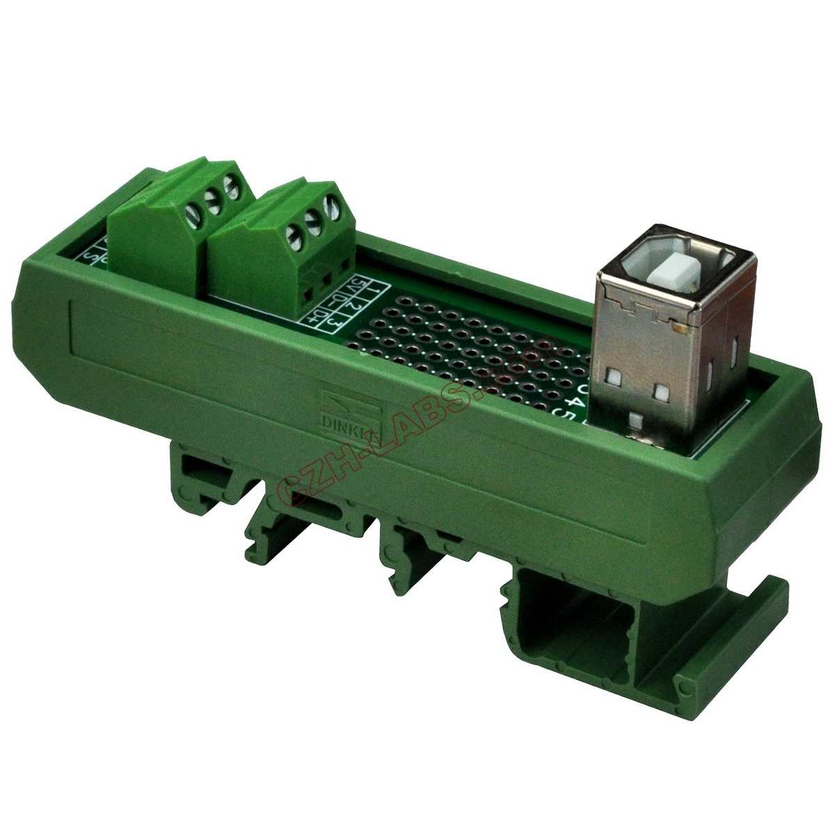 Slim DIN Rail Mount USB Type B Female Vertical Jack Breakout Board Interface Module.