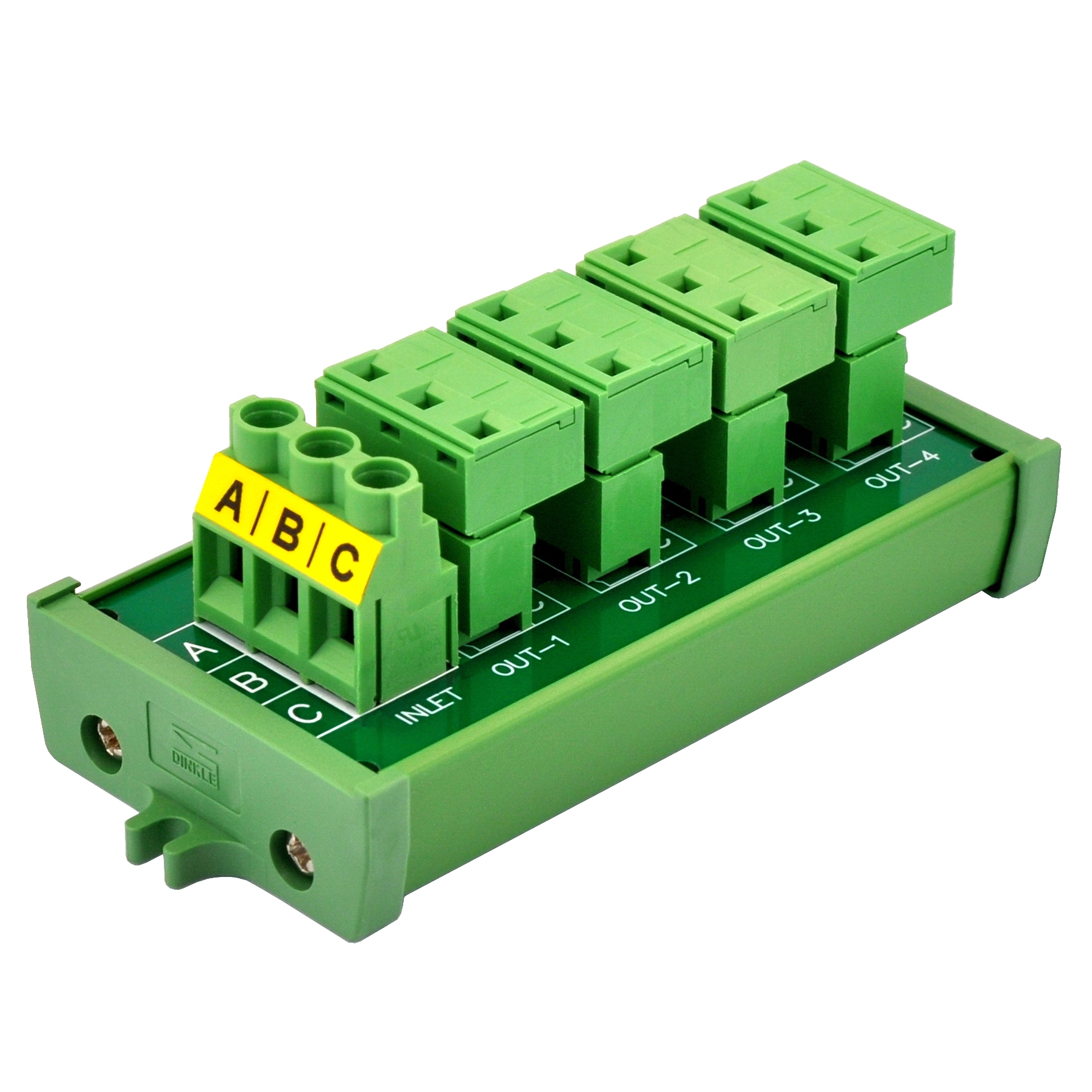 Screw Mount 30A/300V 4x3 Position Pluggable Terminal Block Distribution Module, OONO D-1553P
