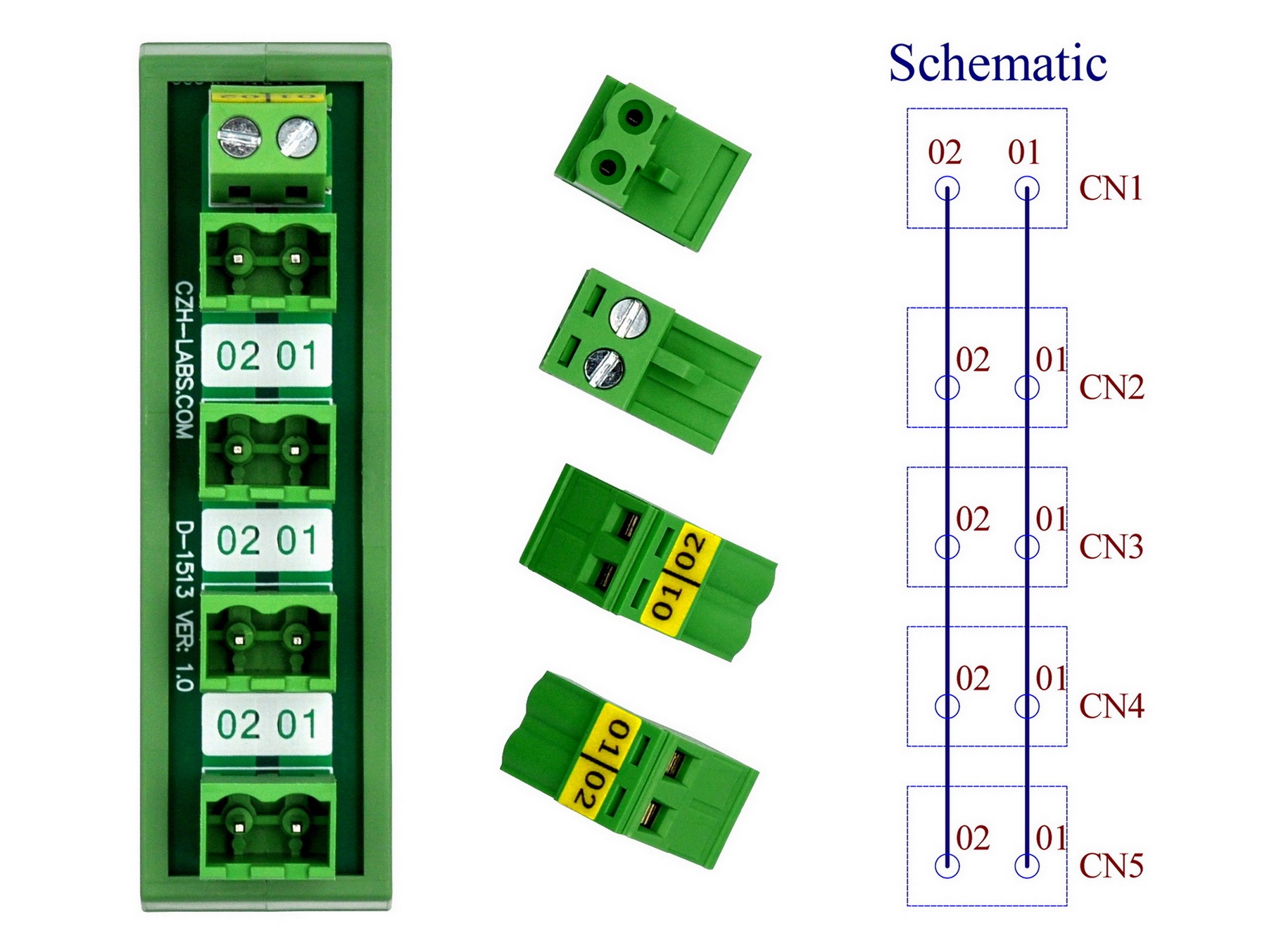 Slim DIN Rail Mount 10A/300V 5x2 Position Pluggable Screw Terminal Block Distribution Module