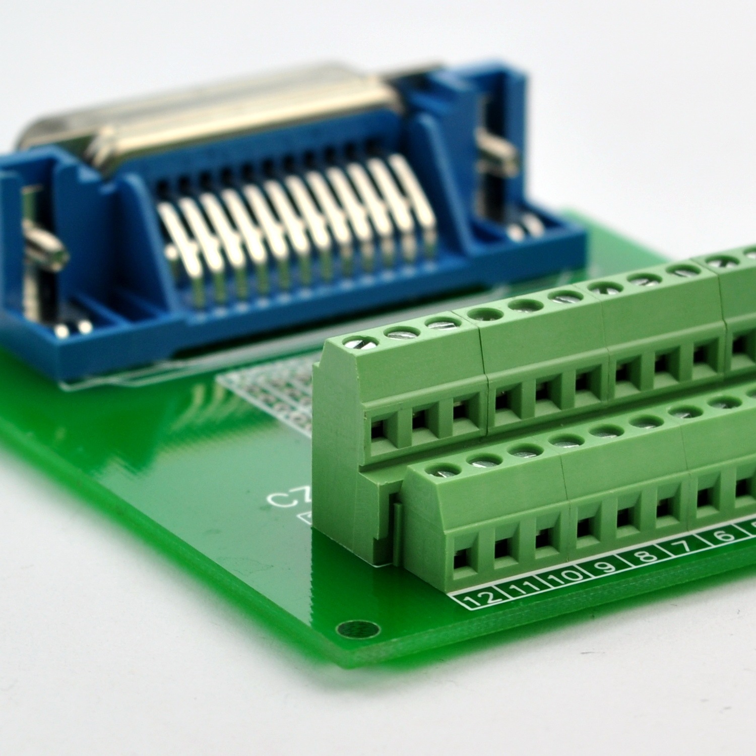 CZH-LABS 24-Pin 0.085" Centronics Vertical Male Ribbon Connector Screw Terminal Block Breakout Board.