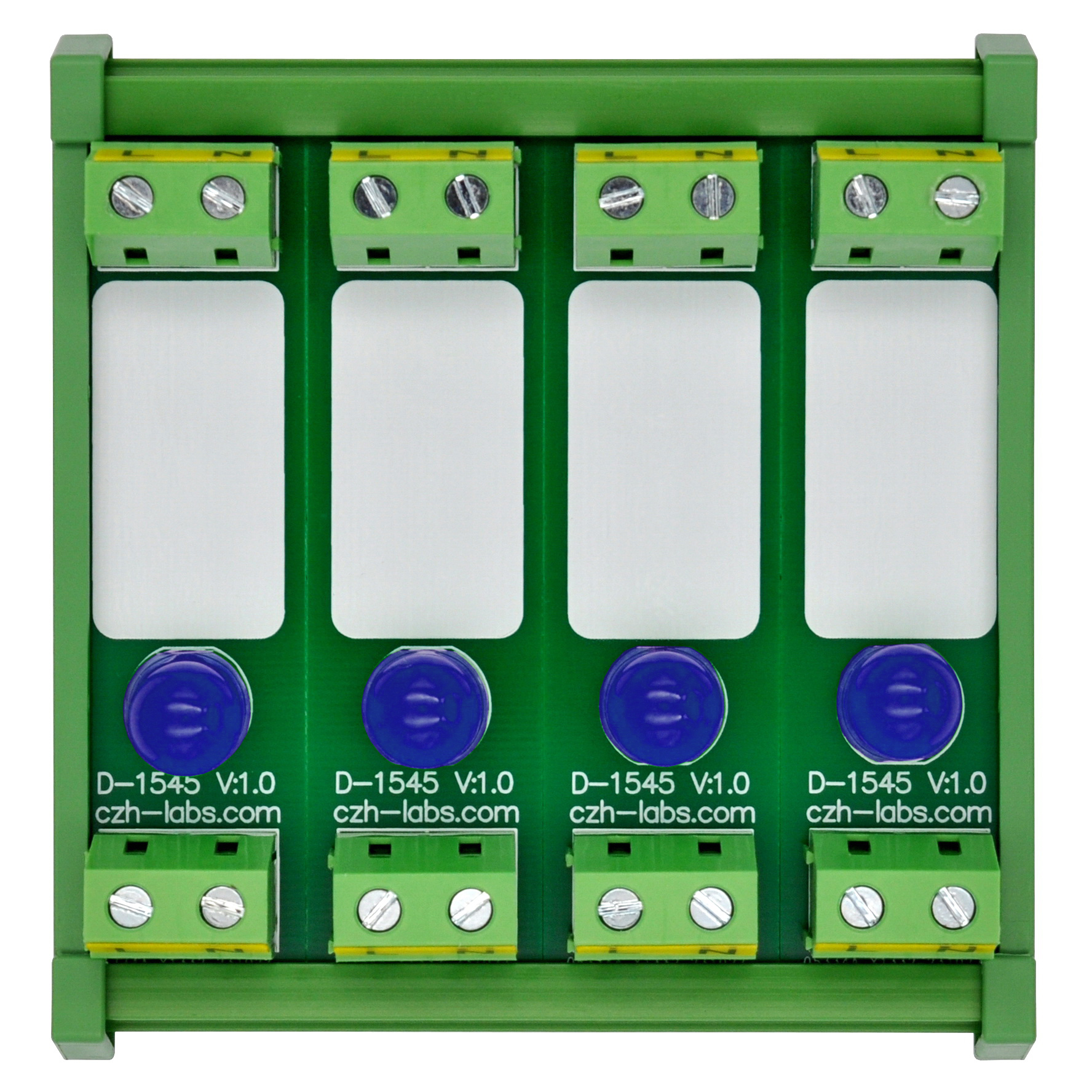 DIN Rail Mount AC 60-280V 4 Channel Blue 10mm LED Indicator Light Module