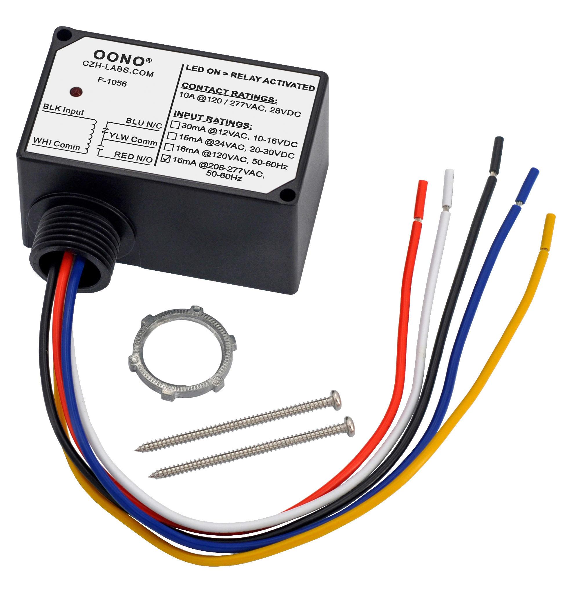 AC 208-277V SPDT 10Amp Power Relay Module, Plastic Enclosure and Pre-wired