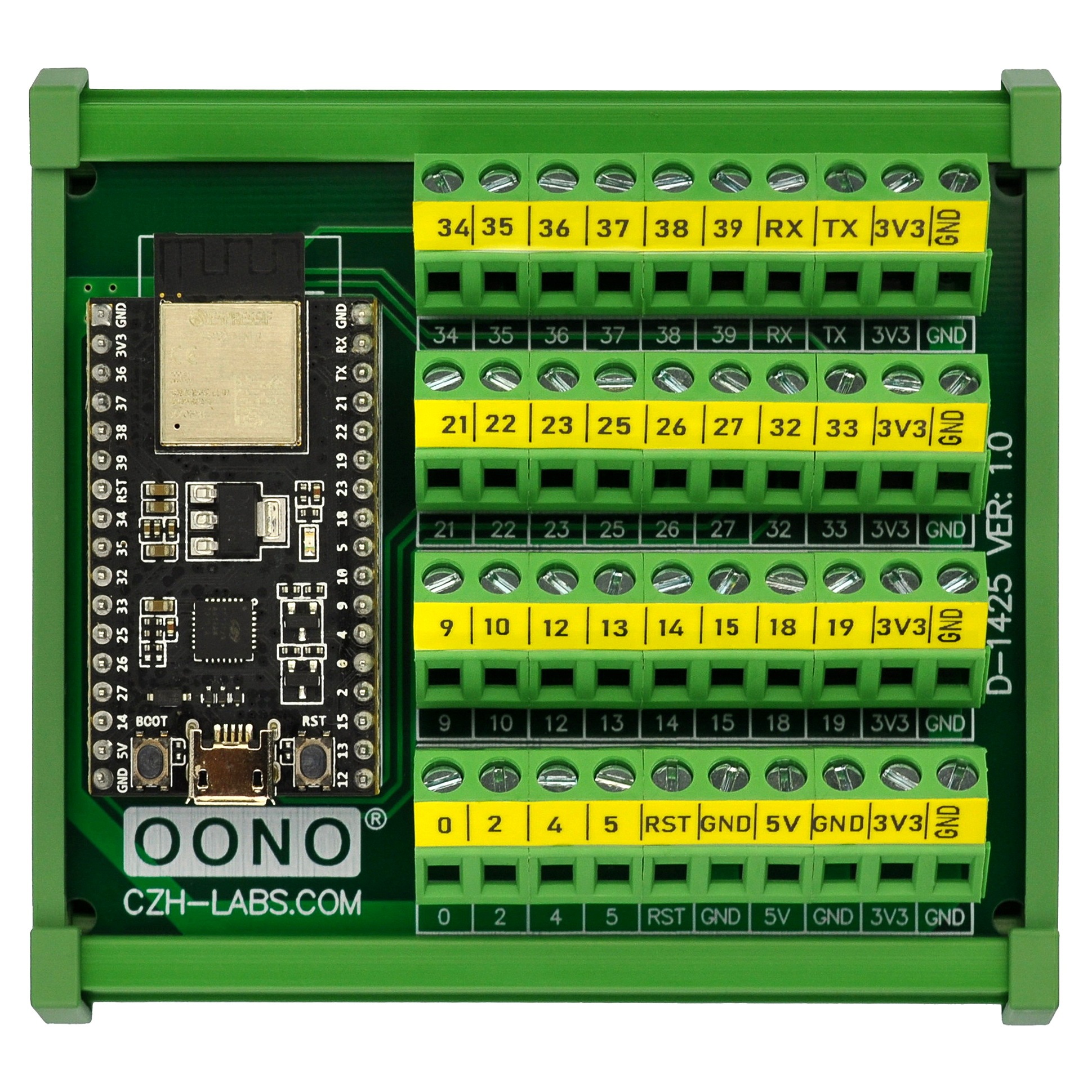 DIN Rail Mount Screw Terminal Block Breakout Module Board for ESP32-DevKitM-1