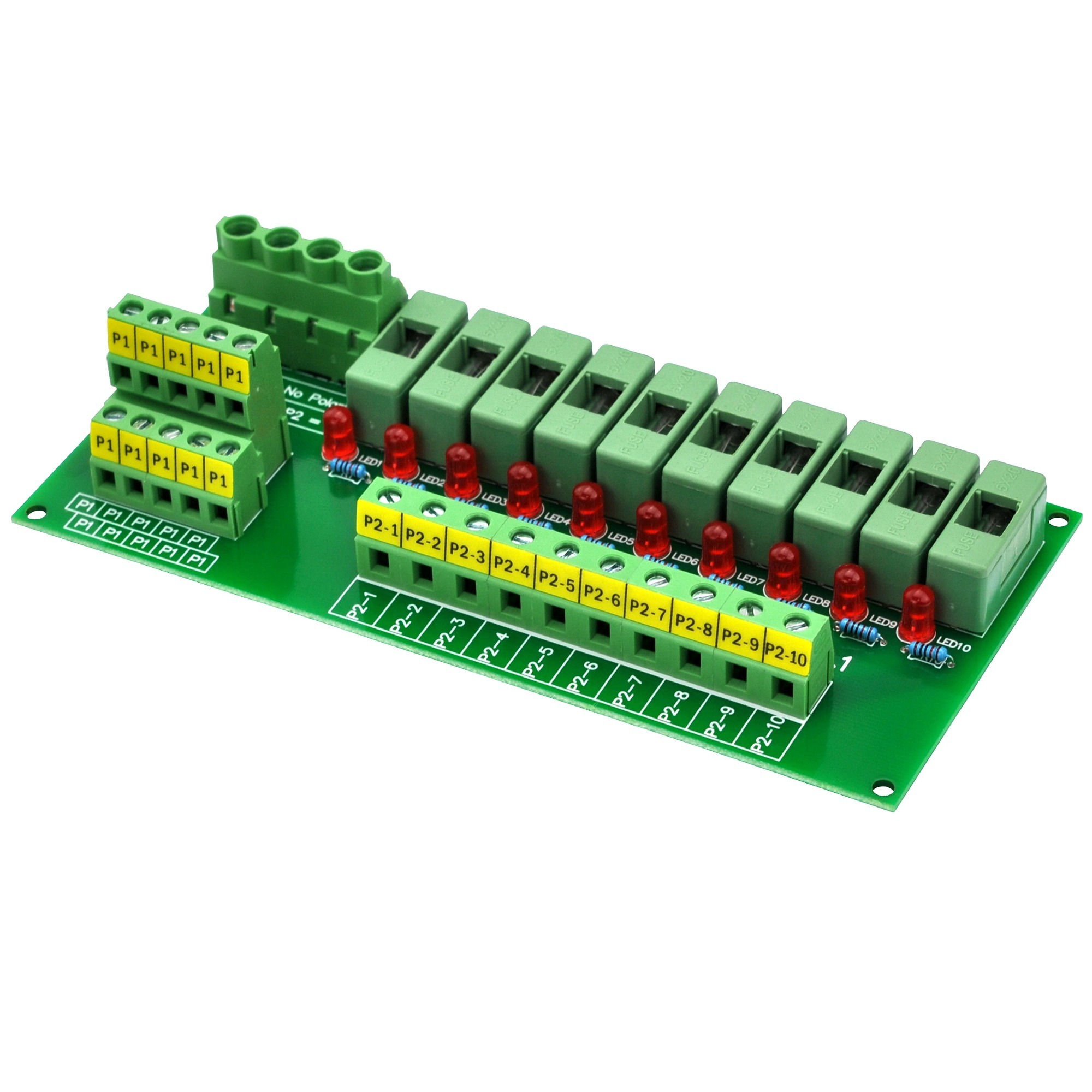 CZH-LABS AC/DC 5~48V Panel Mount 10 Position Power Distribution Fuse Module Board.