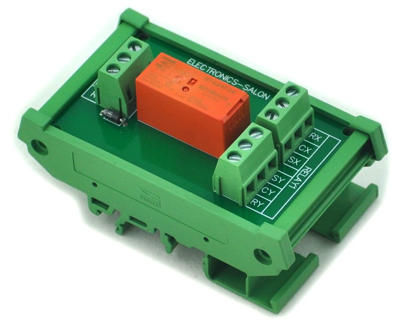 ELECTRONICS-SALON DIN Rail Mount Passive Bistable/Latching DPDT 8A Power Relay Module, 24V Version