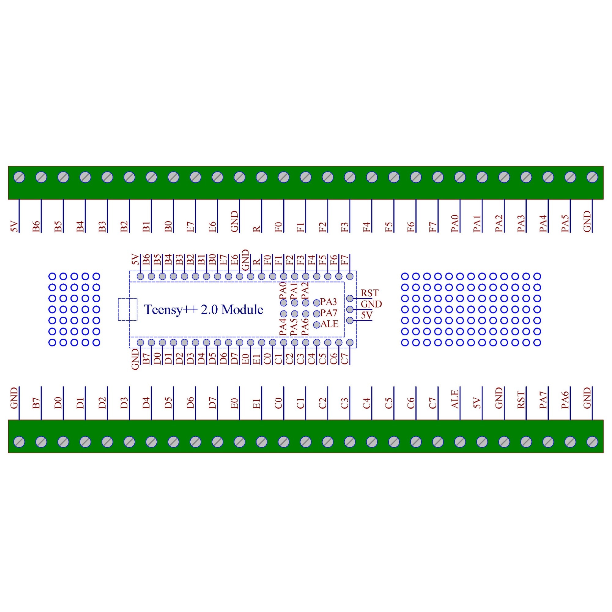 Terminal Block Breakout Board Module for Teensy++ 2.0, DIN Rail Mount Version
