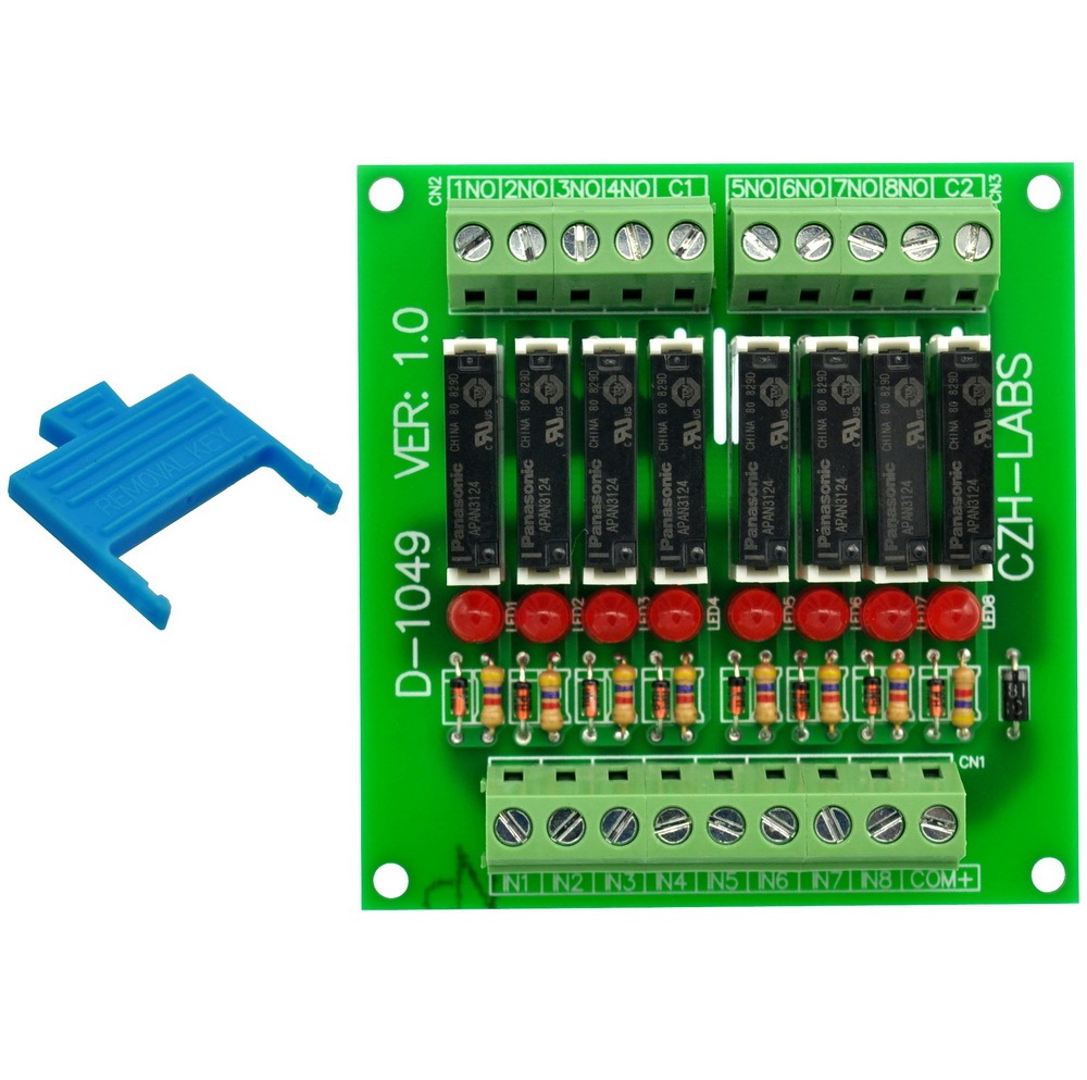CZH-LABS Slim Panel Mount DC24V Sink/NPN 8 SPST-NO 5A Power Relay Module, APAN3124