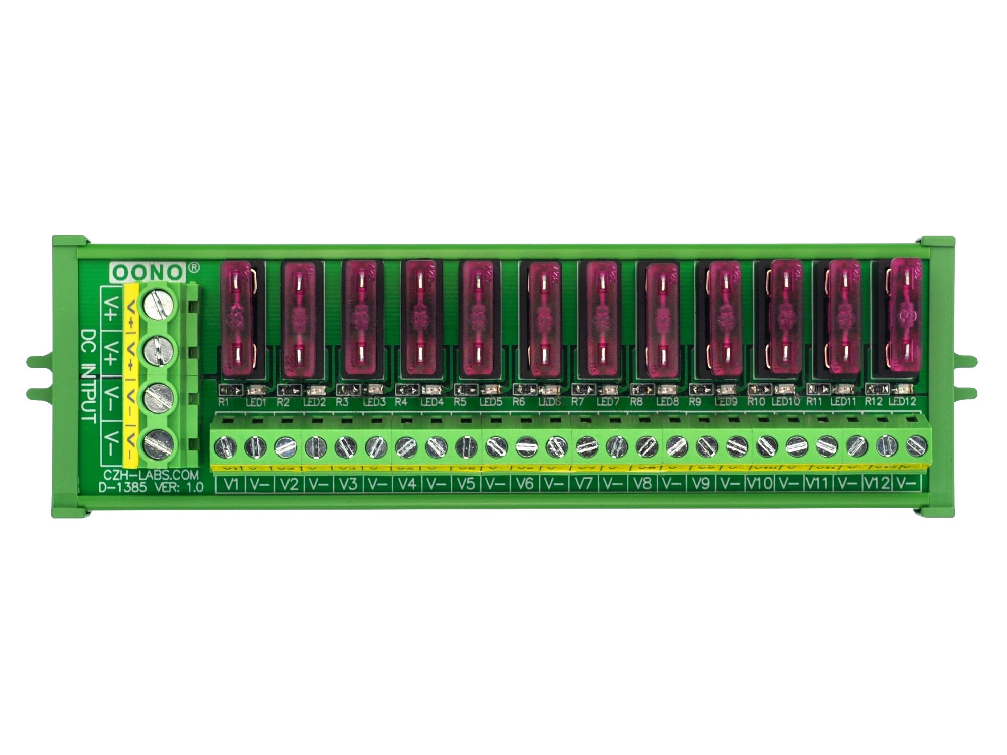 Screw Mount 12 Position DC Power Fuse Distribution Strip Module