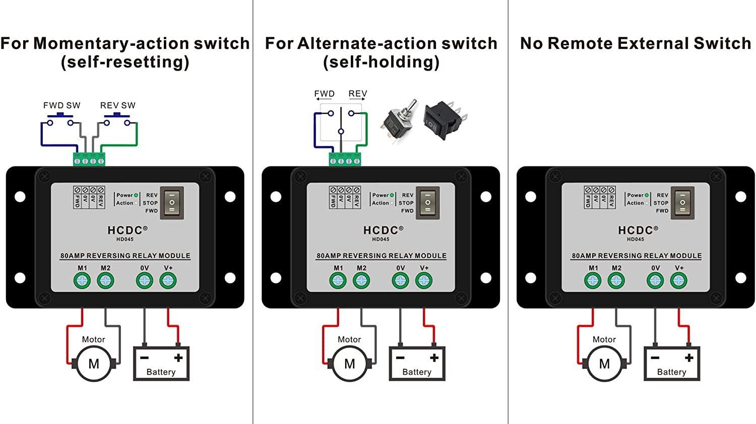 DC24V 80 Amp Forward and Reverse Relay Module for Motor/Linear Actuator, Reversing Relay Module