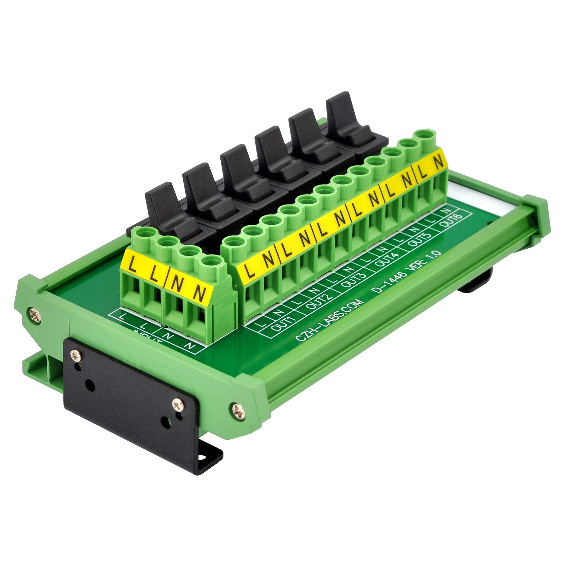 Wall Mount 6 Channel Paddle Rocker Switch AC 115V 230V Power Distribution Strip Module