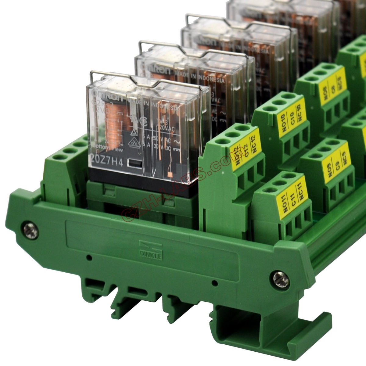 DIN Rail Mount AC/DC 12V Control 6 DPDT 5Amp Pluggable Power Relay Interface Module.